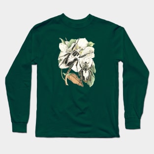Beetles and Tropical Flower Vintage Nature Illustration Long Sleeve T-Shirt